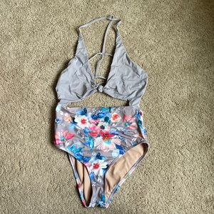 One piece floral swim suit